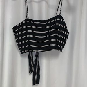Black and white striped crop cami